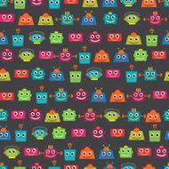 Seamless Tileable Vector Background Pattern with Cute Robots N7