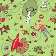 Semless pattern stylized for kid&#039;s drawing