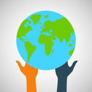 Stock flat icon globe and hands eps N2