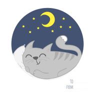 hand drawn sleepy cat card