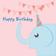 Adorable elephant happy birthday card