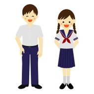 Summer uniformed school boy and girl