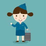 happy air hostess vector