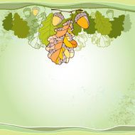 Decorative oak leaves and acorns on a textured background