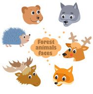 Forest animals hedgehog beaver wolf deer fox elk