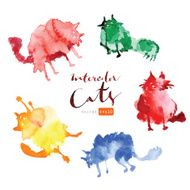 Funny watercolor cats