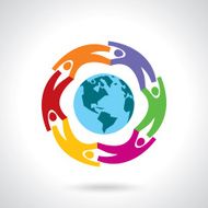 Earth Globe with people teamwork concept