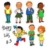 Happy Kids - part 3 Hand drawn clip-art