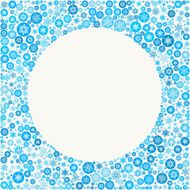 Circle on Blue Snowflake Background