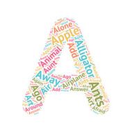 Cute Word Cloud ABC Letters - A