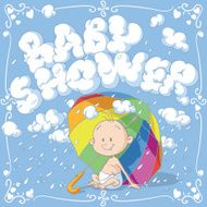 Baby Shower Vector Cartoon Invitation N2