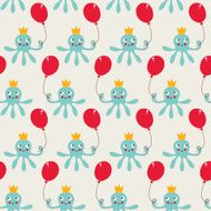 Seamless birthday pattern with octopus