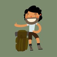 hitchhiking character tourist traveler vector illustration