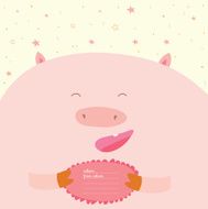 Greeting card with cartoon and funny character animals N12