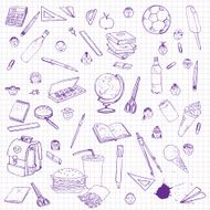 set of school objects