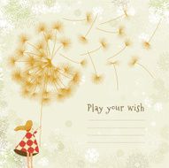 Christmas wish list copy space girl child dandelion