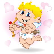 Character mythical boy cupid angel