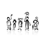 Family walking sketch for your design