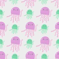 seamless pattern with cartoon jellyfish