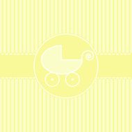 Baby arrival card with a carriage