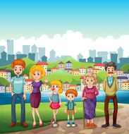 family at the riverbank