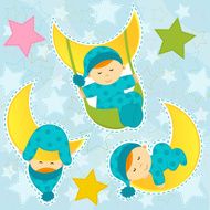 set icon baby boy sleeping