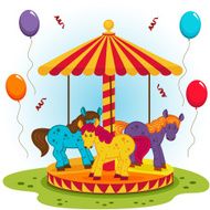 Children&#039;s carousel with horses