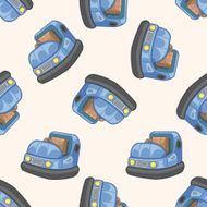 playground bumper car cartoon seamless pattern background