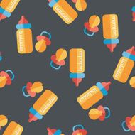 Baby bottle flat icon EPS 10 seamless pattern background N6
