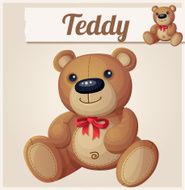 Teddy bear with red bow Cartoon vector illustration Series of