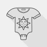 baby onesie flat icon with long shadow line N2