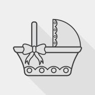 baby cradle bed flat icon with long shadow line N2