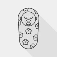 baby flat icon with long shadow line N6