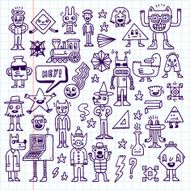 Cartoon wacky childish doodle set 2 Vector illustration