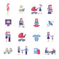 Motherhood Flat Icons Set