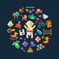 Set of flat design cute baby icons N6