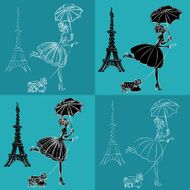 Fashion girl with umbrella set