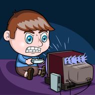 Boy playing video game