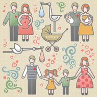 Vector set with happy families