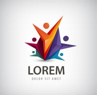 vector abstract stylized family of 5 team lead icon