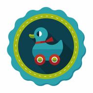 duck toy flat icon with long shadow eps10 N32