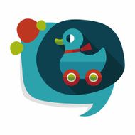 duck toy flat icon with long shadow eps10 N33