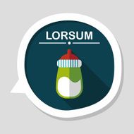 Baby bottle flat icon with long shadow eps10 N11