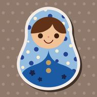 Matryoshka Russian traditional wooden doll vector pattern fl N37