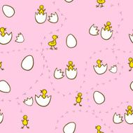 Seamless kids pattern with funny chickens