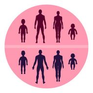Full length front human silhouette set
