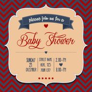 baby shower invitation in retro style N23