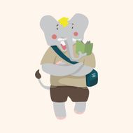 animal going to school cartoon theme elements N39