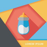Baby bottle flat icon with long shadow EPS 10 N106