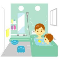 Taking a bath father and son
